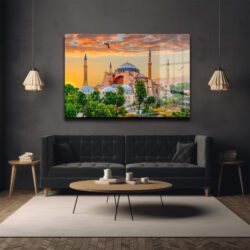 Ayasofya'da Gün Batımı: İstanbul'un Görkemli Manzarası Cam Tablo Duvar Dekoru Ayasofya'da Gün Batımı: İstanbul'un Görkemli Manzarası Cam Tablo Dekoratif Cam Tablo