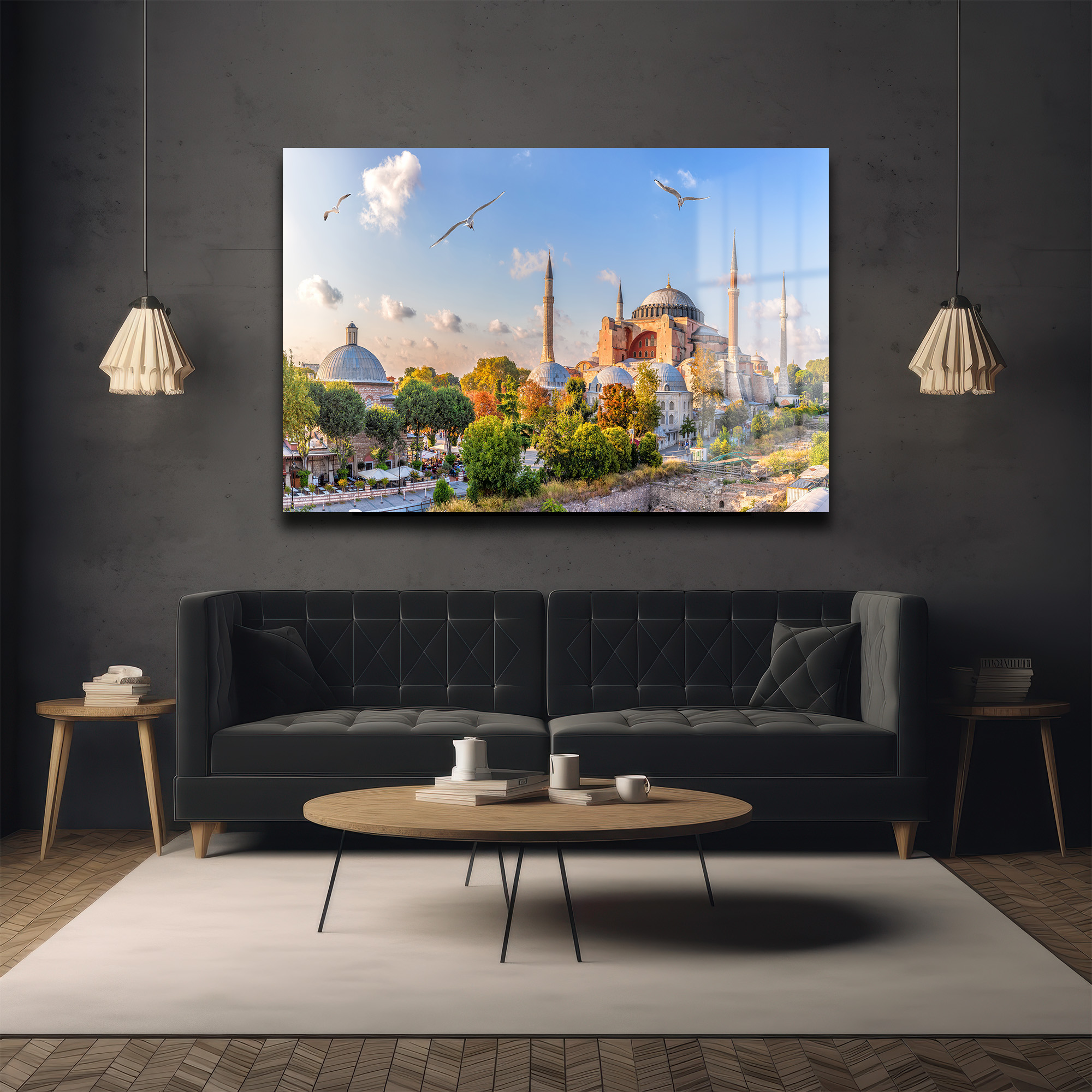 İstanbul'un Kalbi: Ayasofya ve Martılar Temalı Dekoratif Cam Tablo Duvar Dekoru İstanbul'un Kalbi: Ayasofya ve Martılar Temalı Dekoratif Cam Tablo - Görsel 5