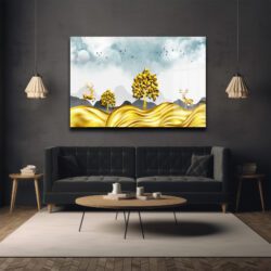Altın Işıltılı Sonsuzluk: Geyikli Modern Cam Tablo Duvar Dekoru Altın Işıltılı Sonsuzluk: Geyikli Modern Cam Tablo Dekoratif Cam Tablo