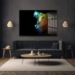 Gücün Yansıması: Elektrik Aslanı Modern Cam Tablo Duvar Dekoru Gücün Yansıması: Elektrik Aslanı Modern Cam Tablo Dekoratif Cam Tablo