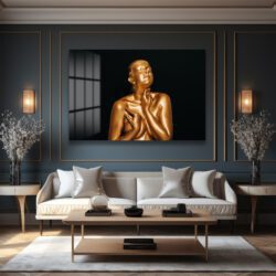 Altın Dokunuş: Modern Sanat Temperli Cam Tablo Duvar Dekoru Altın Dokunuş: Modern Sanat Temperli Cam Tablo Dekoratif Cam Tablo