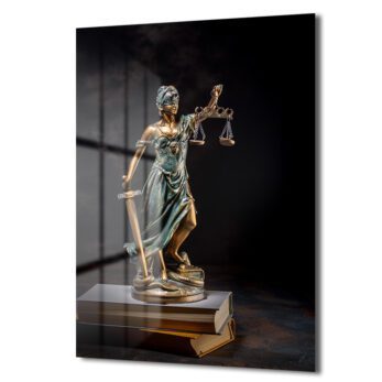 Alternative view of Adaletin Sembolü: Lady Justice Temperli Cam Tablo