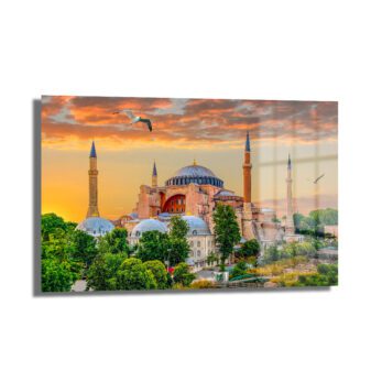 Ayasofya'da Gün Batımı: İstanbul'un Görkemli Manzarası Cam Tablo - Glazella
