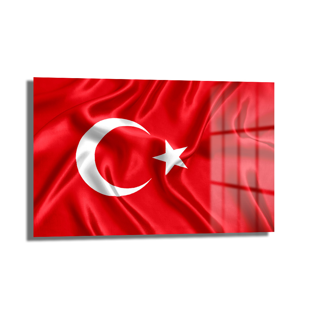 Gurur Veren Dalgalanış: Türk Bayrağı Temalı Temperli Cam Tablo Duvar Dekoru Gurur Veren Dalgalanış: Türk Bayrağı Temalı Temperli Cam Tablo, canlı kırmızı ve beyaz renklerde, dalgalanan Türk bayrağı motifini modern bir estetikle sunan, ev ve ofis için dayanıklı bir duvar dekorasyonu.