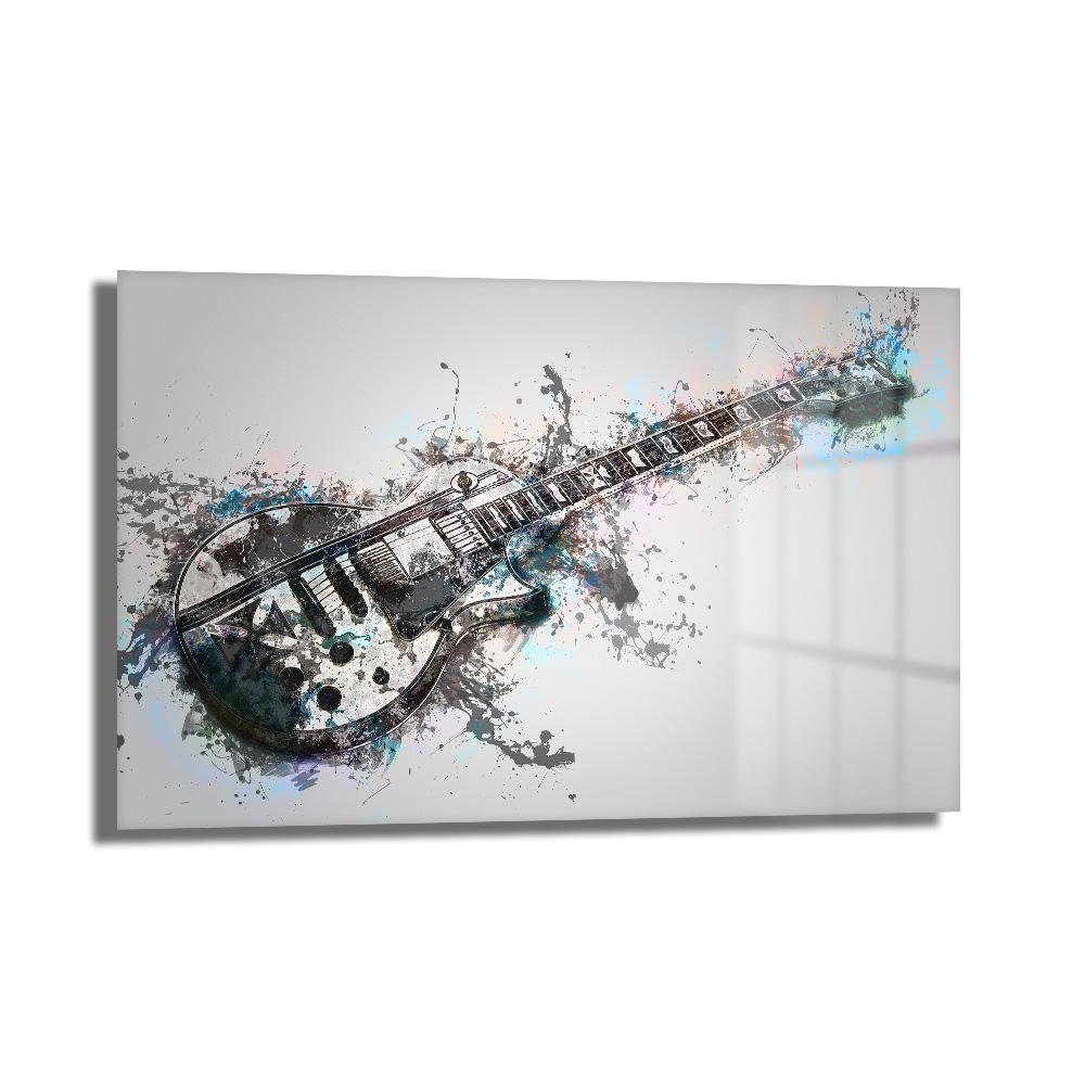 Rock Ruhu: Dinamik Gitar Splash Art Temperli Cam Tablo Duvar Dekoru Rock Ruhu: Dinamik Gitar Splash Art Temperli Cam Tablo, patlayıcı renk sıçramaları ve dinamik fırça darbeleriyle birleşen elektro gitar siluetini gösteren modern ve sanatsal bir duvar dekorasyonudur.