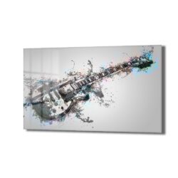 Rock Ruhu: Dinamik Gitar Splash Art Temperli Cam Tablo Duvar Dekoru Rock Ruhu: Dinamik Gitar Splash Art Temperli Cam Tablo Dekoratif Cam Tablo