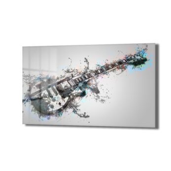Rock Ruhu: Dinamik Gitar Splash Art Temperli Cam Tablo - Glazella Rock Ruhu: Dinamik Gitar Splash Art Temperli Cam Tablo - Glazella