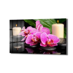 Zen Orkide Rüyası: Pembe Çiçekler ve Spa Taşları Cam Tablo Duvar Dekoru Zen Orkide Rüyası: Pembe Çiçekler ve Spa Taşları Cam Tablo Dekoratif Cam Tablo