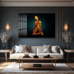 Altın Aura: Büyüleyici Modern Sanat Cam Tablo Duvar Dekoru Altın Aura: Büyüleyici Modern Sanat Cam Tablo Dekoratif Cam Tablo