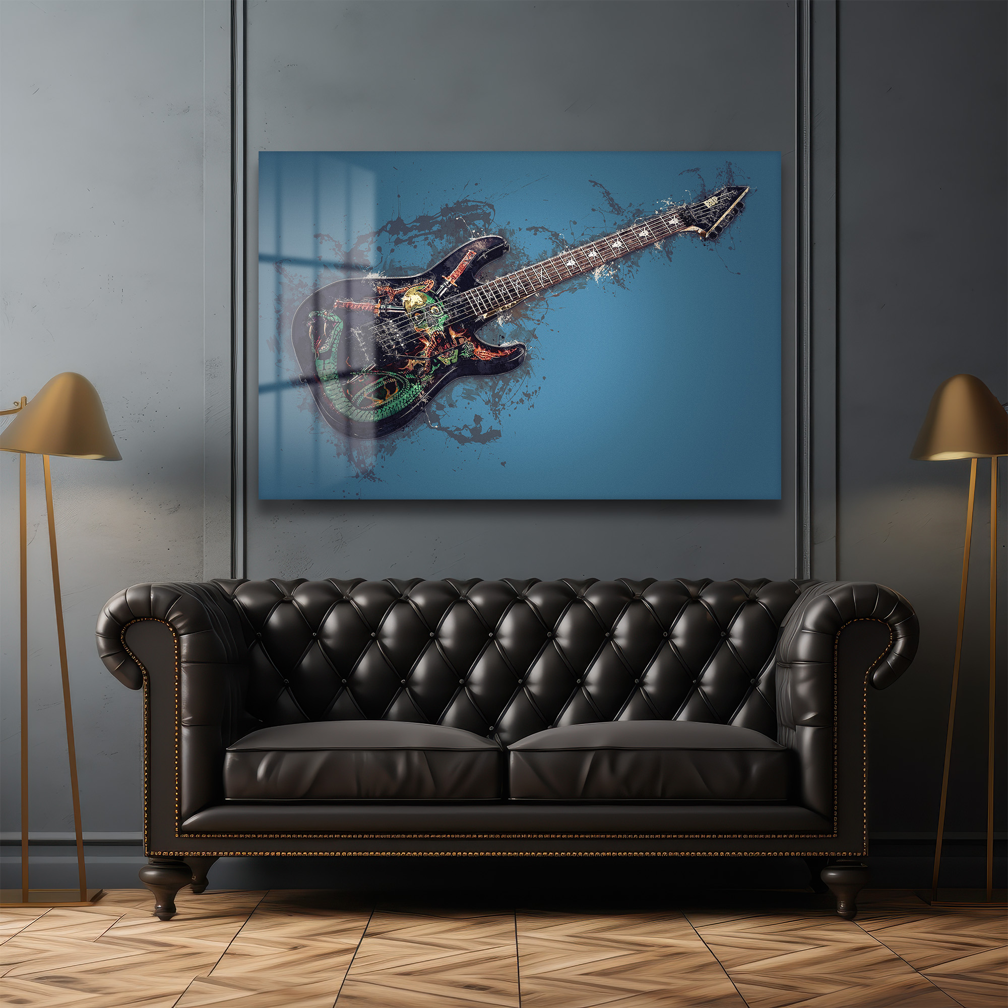 Asi Ruh: Grunge Elektrik Gitar Cam Tablo Duvar Dekoru Asi Ruh: Grunge Elektrik Gitar Cam Tablo - Görsel 3