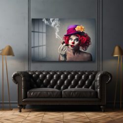 Gizemli Palyaço: Şaşırtıcı Bakışlı Modern Sanat Cam Tablo Duvar Dekoru Gizemli Palyaço: Şaşırtıcı Bakışlı Modern Sanat Cam Tablo Dekoratif Cam Tablo