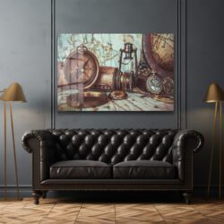 Macera Ruhu: Vintage Pusula ve Dünya Haritası Temalı Dekoratif Cam Tablo Duvar Dekoru Macera Ruhu: Vintage Pusula ve Dünya Haritası Temalı Dekoratif Cam Tablo Dekoratif Cam Tablo