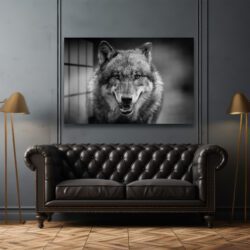 Vahşi Ruh: Siyah Beyaz Kurt Portresi Temperli Cam Tablo Duvar Dekoru Vahşi Ruh: Siyah Beyaz Kurt Portresi Temperli Cam Tablo Dekoratif Cam Tablo