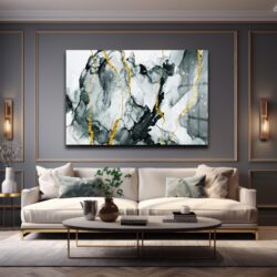 Kintsugi Ruhu: Altın Damarlı Siyah Beyaz Soyut Cam Tablo Duvar Dekoru Kintsugi Ruhu: Altın Damarlı Siyah Beyaz Soyut Cam Tablo Dekoratif Cam Tablo