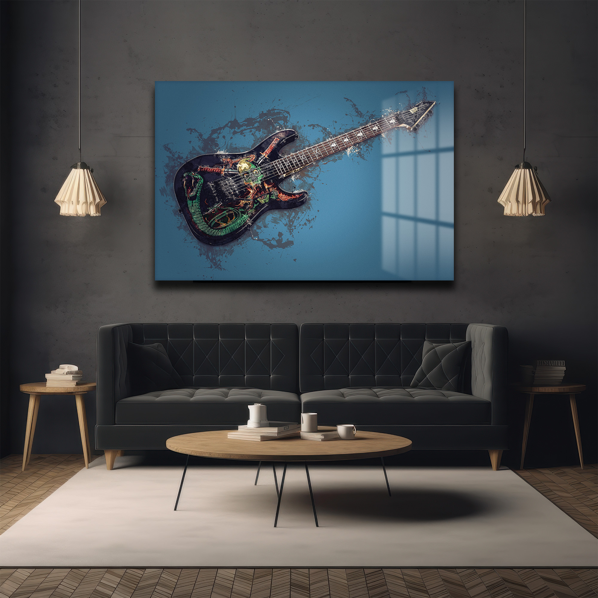 Asi Ruh: Grunge Elektrik Gitar Cam Tablo Duvar Dekoru Asi Ruh: Grunge Elektrik Gitar Cam Tablo - Görsel 5