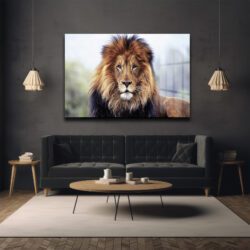 Aslanın Gücü: Safari'nin Kralı Temalı Modern Cam Tablo Dekoratif Cam Tablo