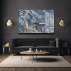 Derinliklerin Dansı: Mavi Onyx Desenli Modern Cam Tablo Duvar Dekoru Derinliklerin Dansı: Mavi Onyx Desenli Modern Cam Tablo Dekoratif Cam Tablo