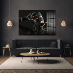 Altın Dokunuşlu Siyahın Asaleti: Modern Sanat Cam Tablo Duvar Dekoru Altın Dokunuşlu Siyahın Asaleti: Modern Sanat Cam Tablo Dekoratif Cam Tablo