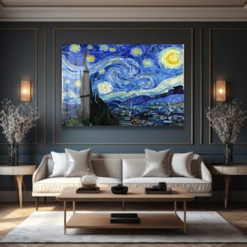 Alternative view of Yıldızlı Gece Cam Tablo: Van Gogh'un Büyülü Dokunuşu