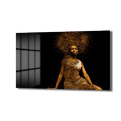 Altın Işıltılı Yükseliş: Modern Sanat Cam Tablo Dekoratif Cam Tablo