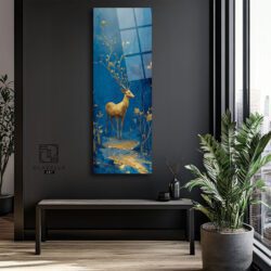 Altın Geyik Panoramik Cam Tablo Duvar Dekoru Altın Geyik Panoramik Cam Tablo Dekoratif Cam Tablo