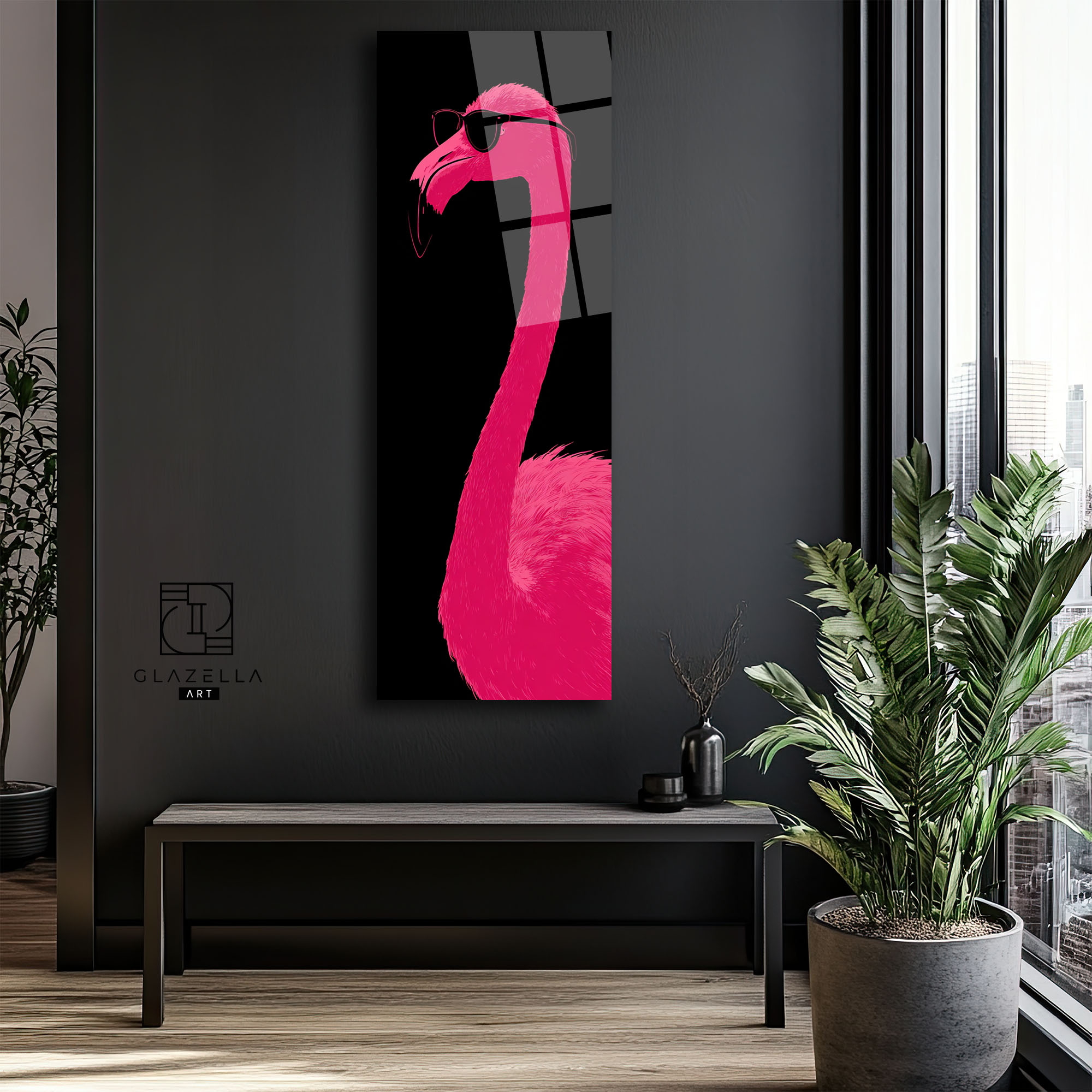 Flamingo Panoramik Cam Tablo Duvar Dekoru Flamingo Panoramik Cam Tablo - Görsel 3