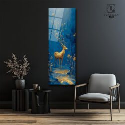 Altın Geyik Panoramik Cam Tablo Duvar Dekoru Altın Geyik Panoramik Cam Tablo Dekoratif Cam Tablo