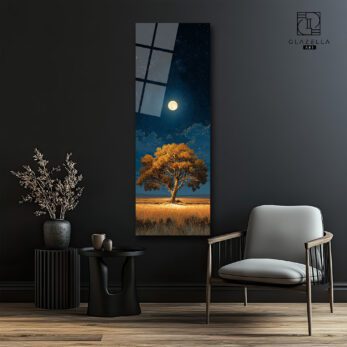 Dolunay Manzara Panoramik Cam Tablo - Glazella