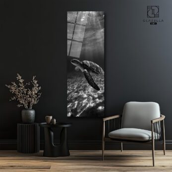 Deniz Kaplumbağası Panoramik Cam Tablo - Glazella