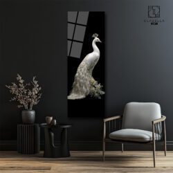 Tavus Kuşu Panoramik Cam Tablo Dekoratif Cam Tablo