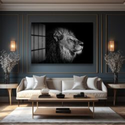 Aslanın Bakışı: Güç ve Asaletin Temperli Cam Tablosu Duvar Dekoru Aslanın Bakışı: Güç ve Asaletin Temperli Cam Tablosu Dekoratif Cam Tablo