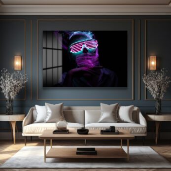 Neon Enerjisi: Fütüristik Işık Sanatı Cam Tablo - Glazella