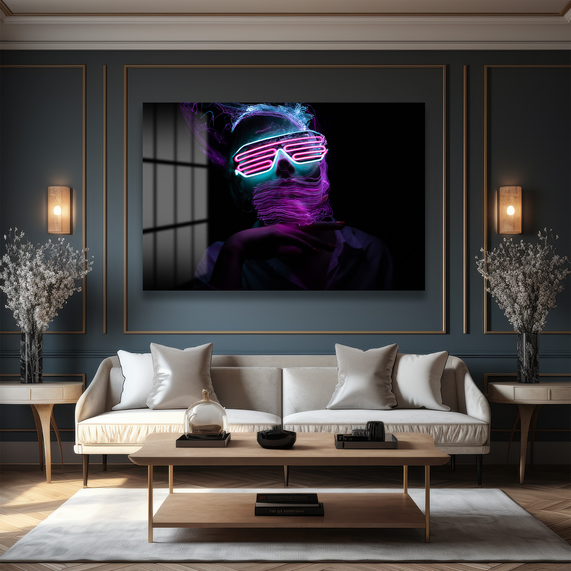 Neon Enerjisi: Fütüristik Işık Sanatı Cam Tablo - Glazella Neon Enerjisi: Fütüristik Işık Sanatı Cam Tablo - Glazella