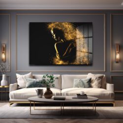Altın Parıltılı Transformasyon: Ethereal Kadın Figürlü Modern Cam Tablo Duvar Dekoru Altın Parıltılı Transformasyon: Ethereal Kadın Figürlü Modern Cam Tablo Dekoratif Cam Tablo