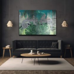 Doğanın Gizemi: Bukalemun Temalı Dekoratif Cam Tablo Dekoratif Cam Tablo