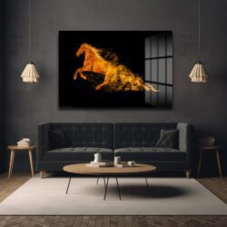 Alev Atı: Enerjinin ve Tutkunun Modern Cam Tablosu Duvar Dekoru Alev Atı: Enerjinin ve Tutkunun Modern Cam Tablosu Dekoratif Cam Tablo