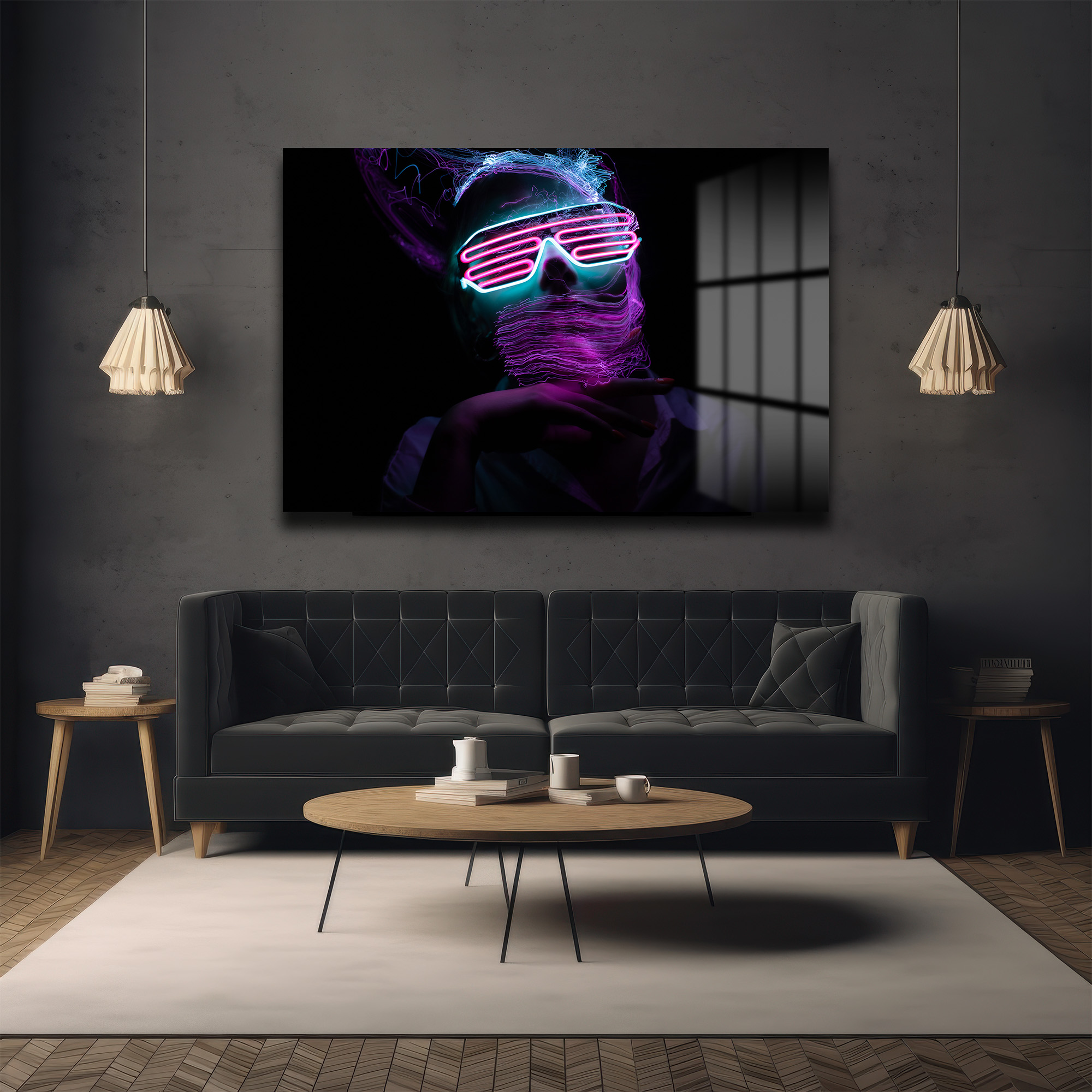 Neon Enerjisi: Fütüristik Işık Sanatı Cam Tablo - Glazella Neon Enerjisi: Fütüristik Işık Sanatı Cam Tablo - Glazella