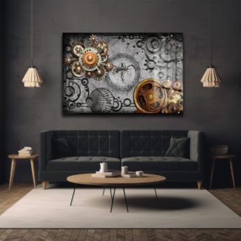 Steampunk Zaman Çarkları: Endüstriyel Cam Tablo - Glazella Steampunk Zaman Çarkları: Endüstriyel Cam Tablo - Glazella