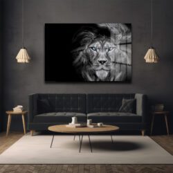 Mavi Gözlü Aslan Cam Tablo: Gücün ve Asaletin Modern Yansıması Duvar Dekoru Mavi Gözlü Aslan Cam Tablo: Gücün ve Asaletin Modern Yansıması Dekoratif Cam Tablo