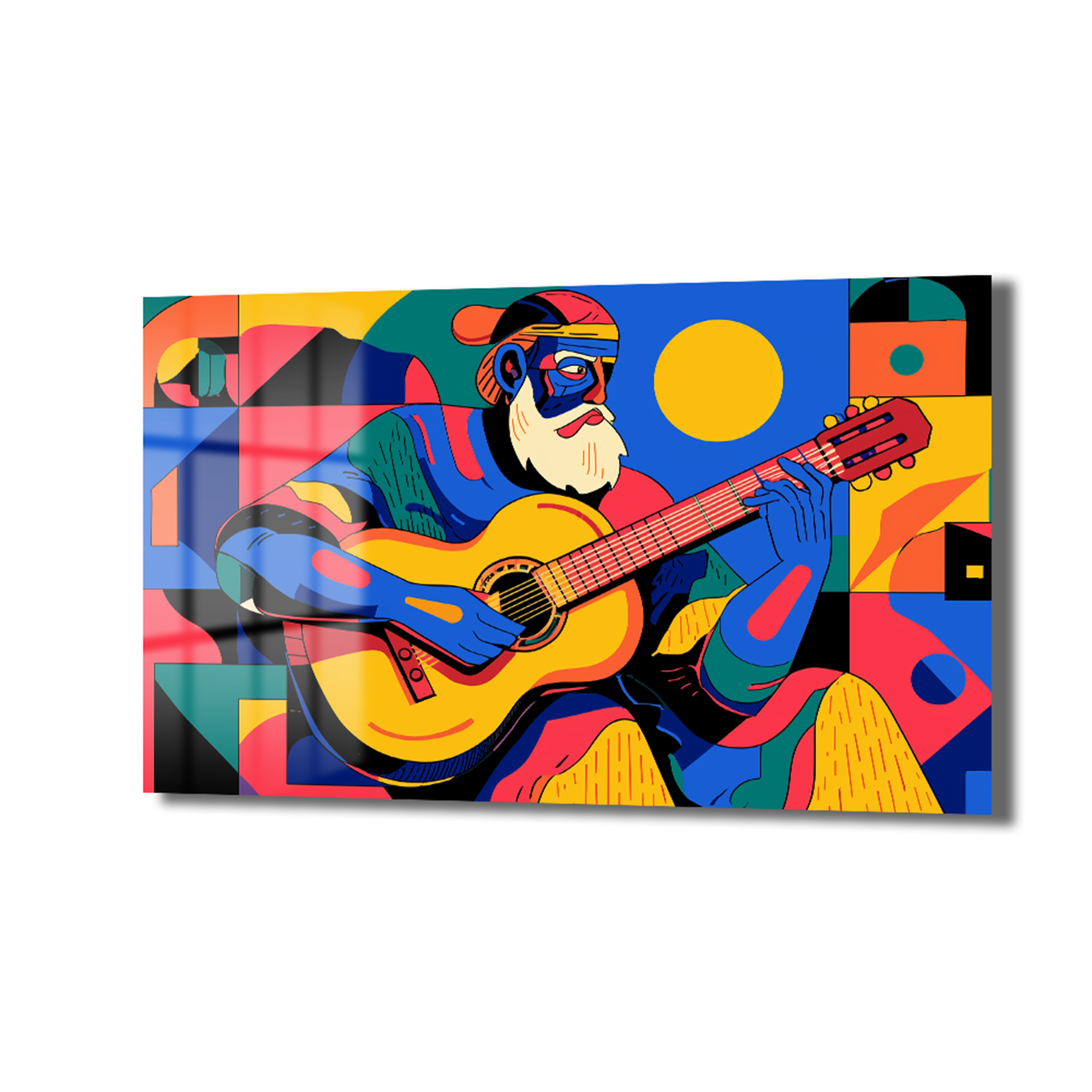 Ritmik Melodiler: Modern Sanat Tarzı Renkli Gitarist Cam Tablo Duvar Dekoru Ritmik Melodiler: Modern Sanat Tarzı Renkli Gitarist Cam Tablo - Görsel 6