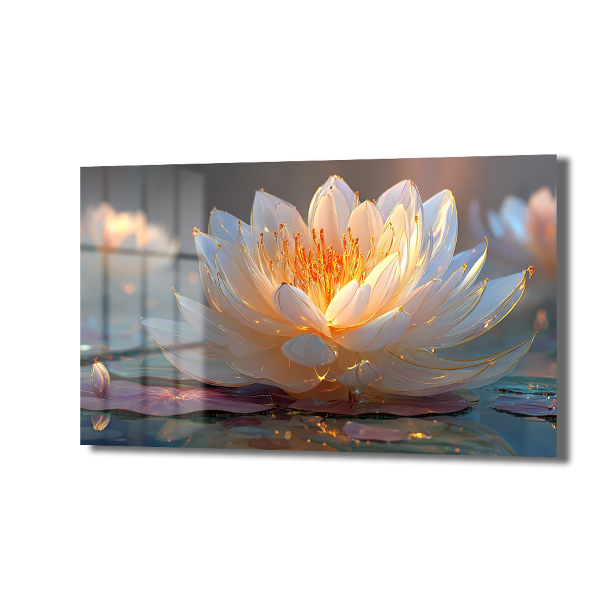 Altın Işıltılı Lotus: Huzur Veren Modern Cam Tablo Duvar Dekoru Altın Işıltılı Lotus: Huzur Veren Modern Cam Tablo - Görsel 6