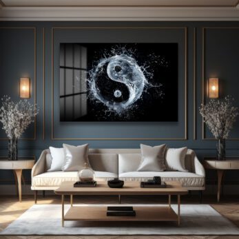 Alternative view of Dinamik Su Yin Yang: Modern Denge Temalı Temperli Cam Tablo