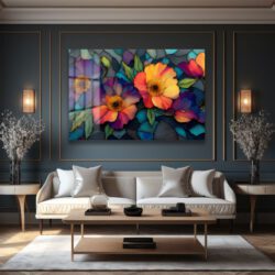 Dekoratif Çiçek Cam Tablo Duvar Dekoru Dekoratif Çiçek Cam Tablo Dekoratif Cam Tablo