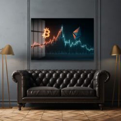 Kripto Piyasasının Ritmi: Bitcoin ve Ethereum Temalı Modern Cam Tablo Duvar Dekoru Kripto Piyasasının Ritmi: Bitcoin ve Ethereum Temalı Modern Cam Tablo Dekoratif Cam Tablo