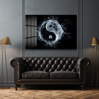 Dinamik Su Yin Yang: Modern Denge Temalı Temperli Cam Tablo - Glazella Dinamik Su Yin Yang: Modern Denge Temalı Temperli Cam Tablo - Glazella