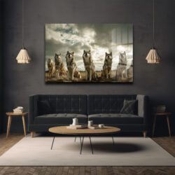 Kurt Sürüsü Cam Tablo Duvar Dekoru Kurt Sürüsü Cam Tablo Dekoratif Cam Tablo