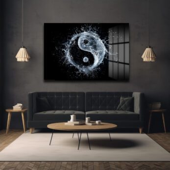 Dinamik Su Yin Yang: Modern Denge Temalı Temperli Cam Tablo - Glazella Dinamik Su Yin Yang: Modern Denge Temalı Temperli Cam Tablo - Glazella