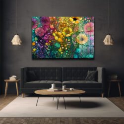 Büyülü Bahçe: Canlı Renklerle Modern Çiçek Temalı Cam Tablo Duvar Dekoru Büyülü Bahçe: Canlı Renklerle Modern Çiçek Temalı Cam Tablo Dekoratif Cam Tablo
