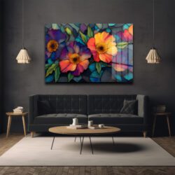Dekoratif Çiçek Cam Tablo Duvar Dekoru Dekoratif Çiçek Cam Tablo Dekoratif Cam Tablo