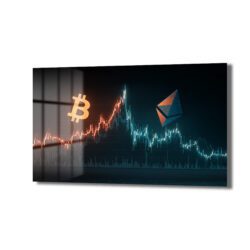 Kripto Piyasasının Ritmi: Bitcoin ve Ethereum Temalı Modern Cam Tablo Duvar Dekoru Kripto Piyasasının Ritmi: Bitcoin ve Ethereum Temalı Modern Cam Tablo Dekoratif Cam Tablo